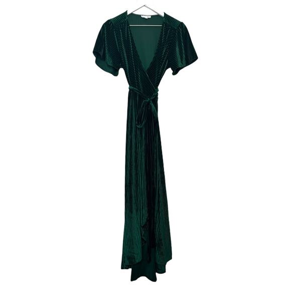 Baltic Born Andi Ribbed Emerald Velvet Wrap Dress Size Small - Picture 2 of 8